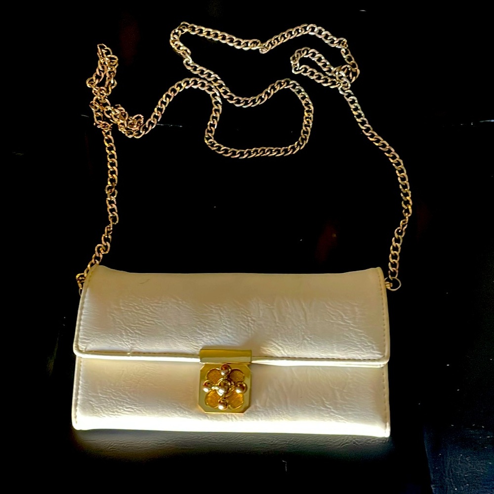 ⚡️White & Gold Crossbody Card Wallet Clutch Bag
